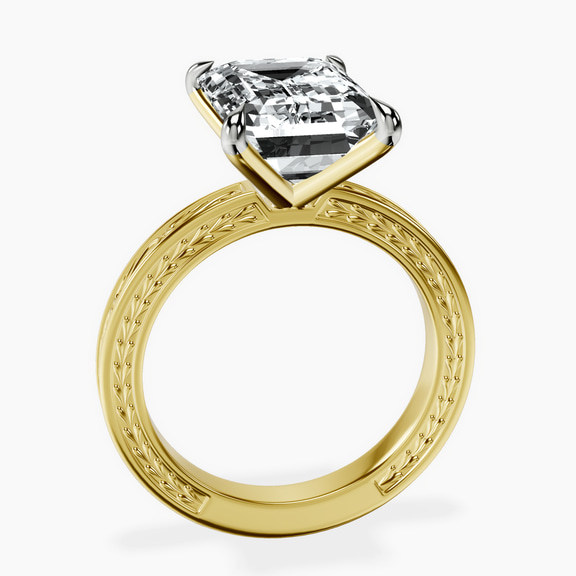 10kt Yellow Gold Ivory Vintage Solitaire Lab Diamond Ring side right image one
