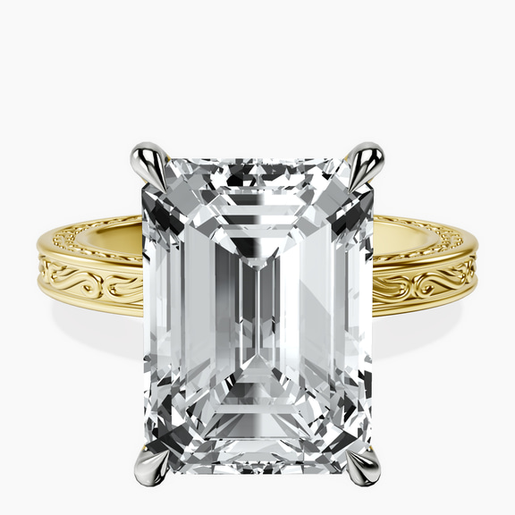 10kt Yellow Gold Ivory Vintage Solitaire Lab Diamond Ring front image