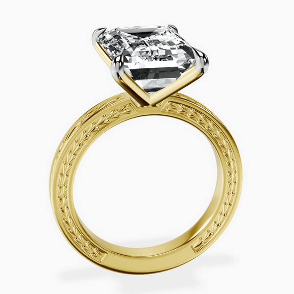 10kt Yellow Gold Ivory Vintage Solitaire Lab Diamond Ring side right image one