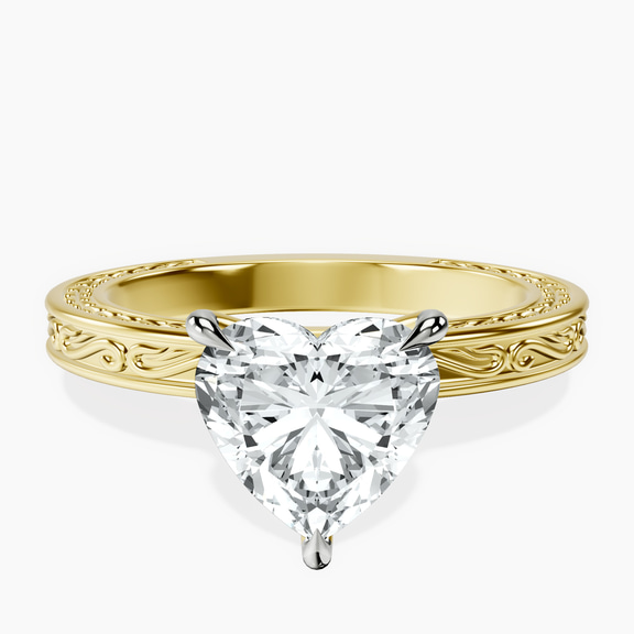 14ct Yellow Gold Ivory Vintage Solitaire Lab Diamond Ring front image