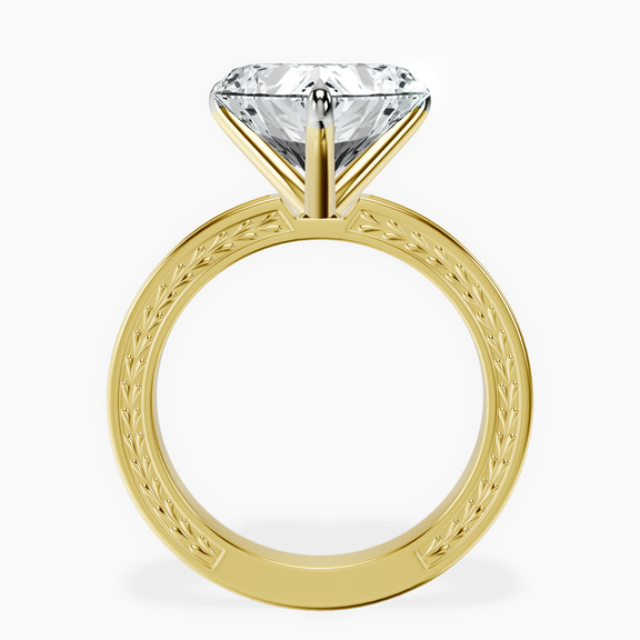14kt Yellow Gold Ivory Vintage Solitaire Lab Diamond Ring side right image one