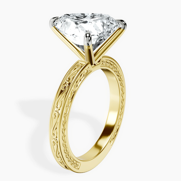 18kt Yellow Gold Ivory Vintage Solitaire Lab Diamond Ring standing product image one