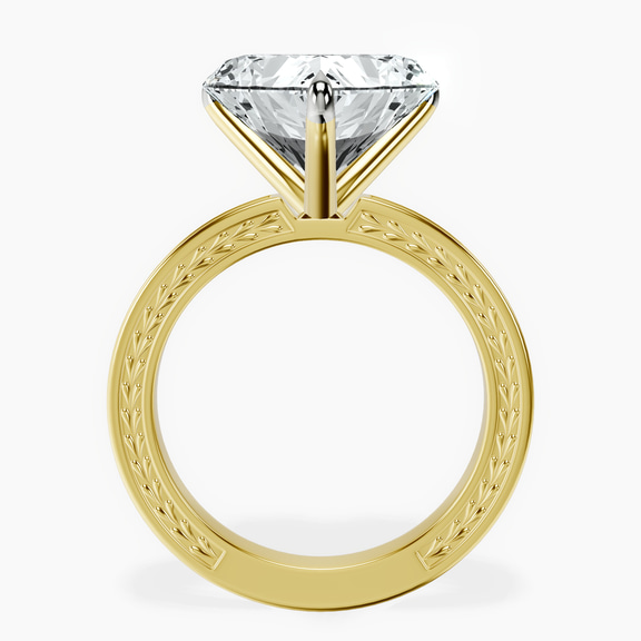 18kt Yellow Gold Ivory Vintage Solitaire Lab Diamond Ring side right image one