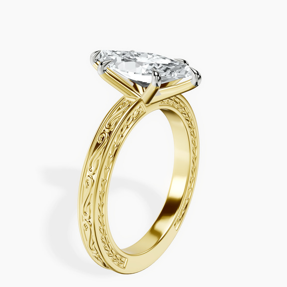 18ct Yellow Gold Ivory Vintage Solitaire Lab Diamond Ring standing product image one