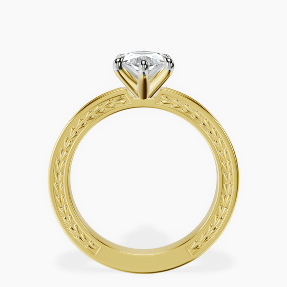 18ct Yellow Gold Ivory Vintage Solitaire Lab Diamond Ring side right image one
