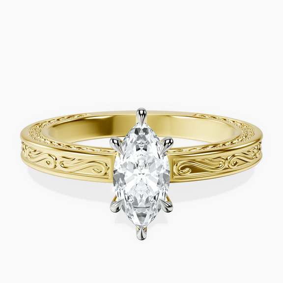 18kt Yellow Gold Ivory Vintage Solitaire Lab Diamond Ring front image
