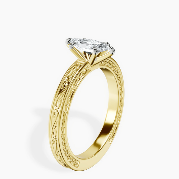 18kt Yellow Gold Ivory Vintage Solitaire Lab Diamond Ring standing product image one