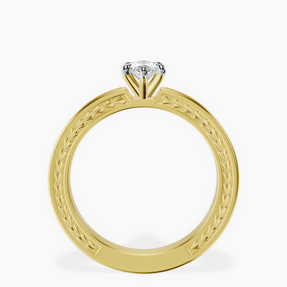 18kt Yellow Gold Ivory Vintage Solitaire Lab Diamond Ring side right image one