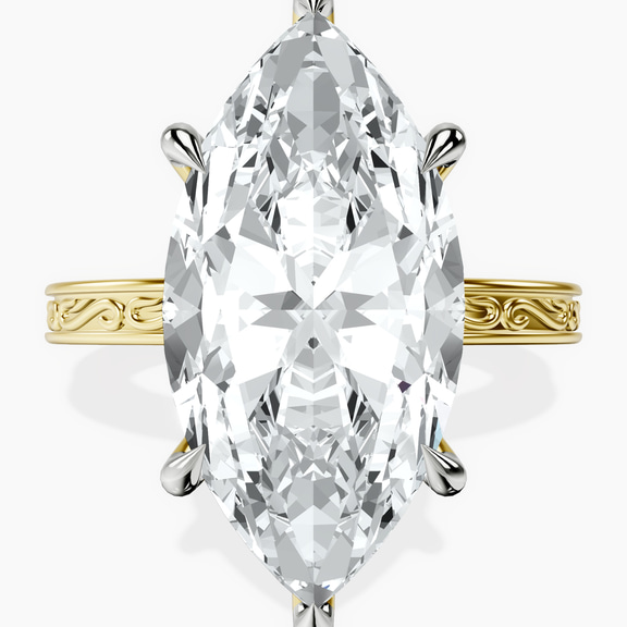10kt Yellow Gold Ivory Vintage Solitaire Lab Diamond Ring front image