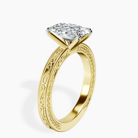 18ct Yellow Gold Ivory Vintage Solitaire Lab Diamond Ring standing product image one