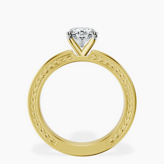 18ct Yellow Gold Ivory Vintage Solitaire Lab Diamond Ring side right image one
