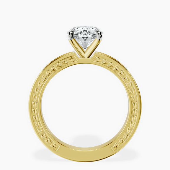 10kt Yellow Gold Ivory Vintage Solitaire Lab Diamond Ring side right image one