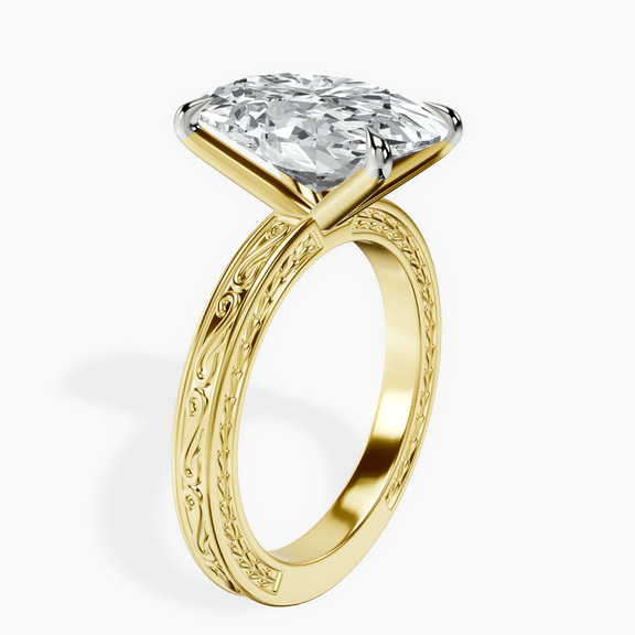 10kt Yellow Gold Ivory Vintage Solitaire Lab Diamond Ring standing product image one