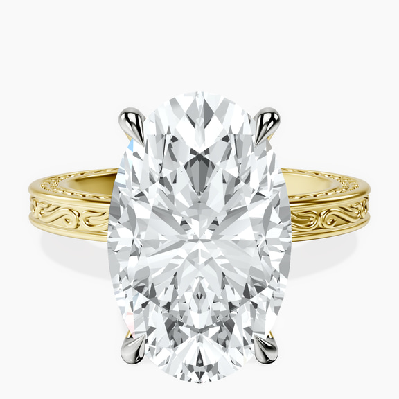 18kt Yellow Gold Ivory Vintage Solitaire Lab Diamond Ring front image