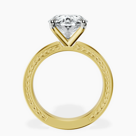 18kt Yellow Gold Ivory Vintage Solitaire Lab Diamond Ring side right image one