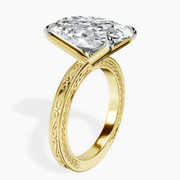 14kt Yellow Gold Ivory Vintage Solitaire Lab Diamond Ring standing product image one