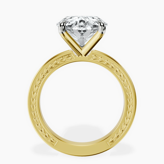 14kt Yellow Gold Ivory Vintage Solitaire Lab Diamond Ring side right image one
