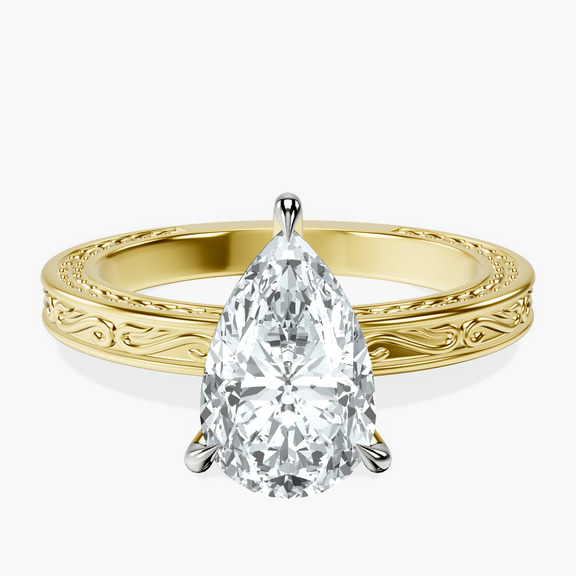 9ct Yellow Gold Ivory Vintage Solitaire Lab Diamond Ring front image