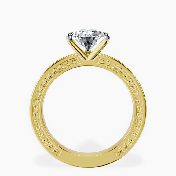 9ct Yellow Gold Ivory Vintage Solitaire Lab Diamond Ring side right image one