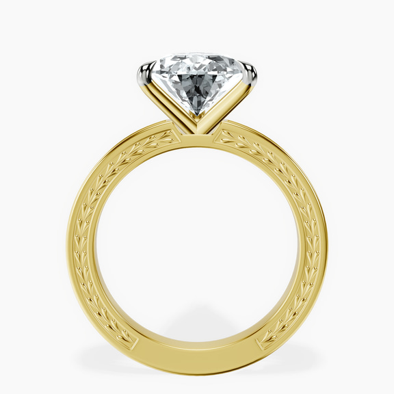 18kt Yellow Gold Ivory Vintage Solitaire Lab Diamond Ring side right image one
