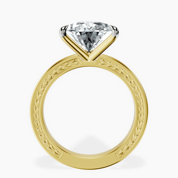 10kt Yellow Gold Ivory Vintage Solitaire Lab Diamond Ring side right image one