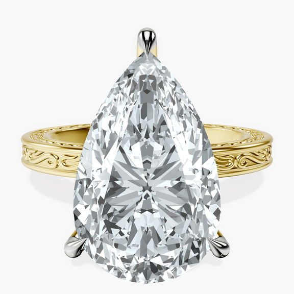14kt Yellow Gold Ivory Vintage Solitaire Lab Diamond Ring front image