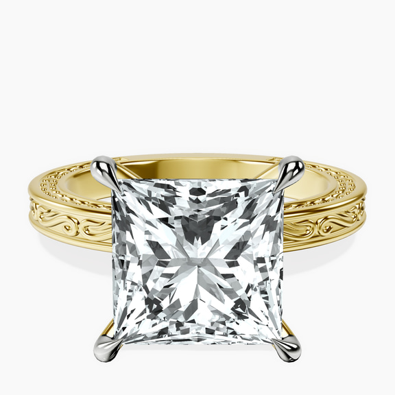 10kt Yellow Gold Ivory Vintage Solitaire Lab Diamond Ring front image