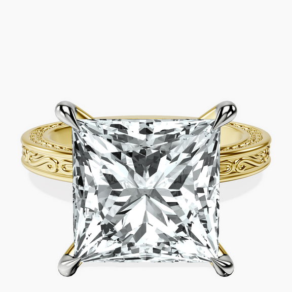 14kt Yellow Gold Ivory Vintage Solitaire Lab Diamond Ring front image