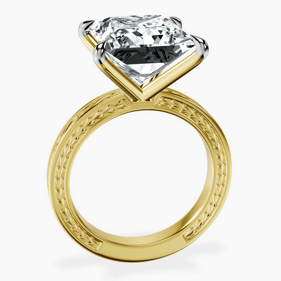 14kt Yellow Gold Ivory Vintage Solitaire Lab Diamond Ring side right image one