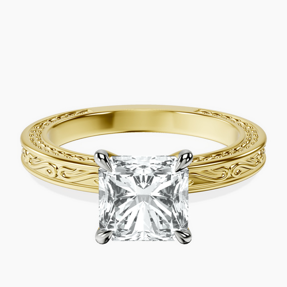 14ct Yellow Gold Ivory Vintage Solitaire Lab Diamond Ring front image