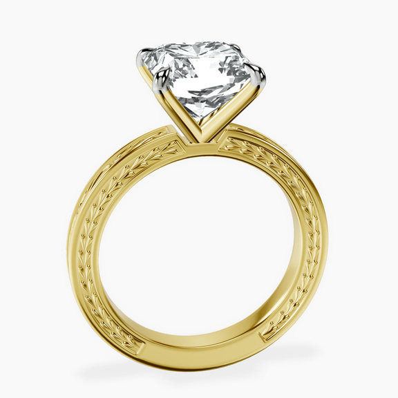 10kt Yellow Gold Ivory Vintage Solitaire Lab Diamond Ring side right image one
