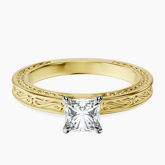 14kt Yellow Gold Ivory Vintage Solitaire Lab Diamond Ring front image