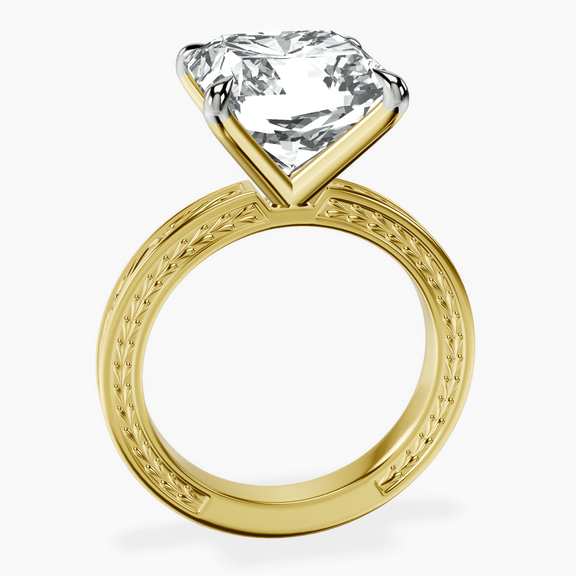 18kt Yellow Gold Ivory Vintage Solitaire Lab Diamond Ring side right image one