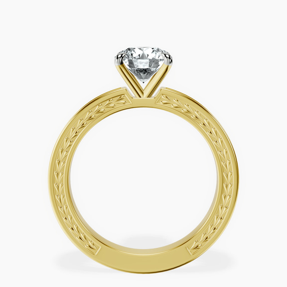 14kt Yellow Gold Ivory Vintage Solitaire Lab Diamond Ring side right image one