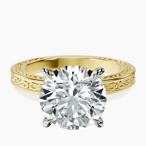18kt Yellow Gold Ivory Vintage Solitaire Lab Diamond Ring front image