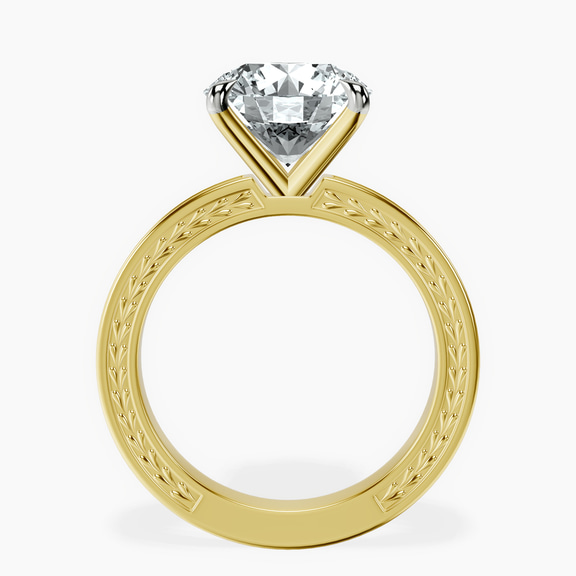 18kt Yellow Gold Ivory Vintage Solitaire Lab Diamond Ring side right image one