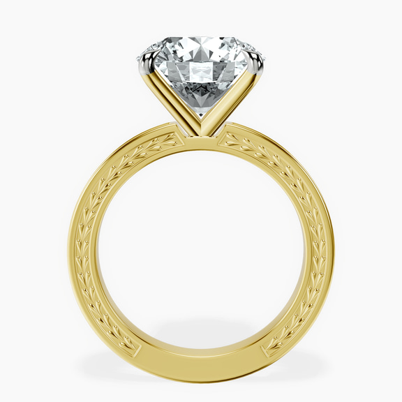 14kt Yellow Gold Ivory Vintage Solitaire Lab Diamond Ring side right image one