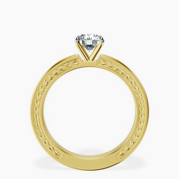 18kt Yellow Gold Ivory Vintage Solitaire Lab Diamond Ring side right image one