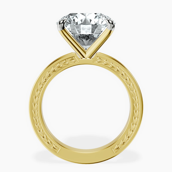 10kt Yellow Gold Ivory Vintage Solitaire Lab Diamond Ring side right image one