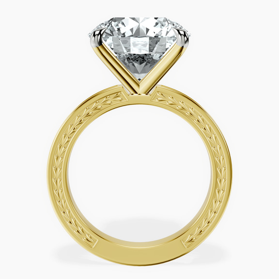 18kt Yellow Gold Ivory Vintage Solitaire Lab Diamond Ring side right image one
