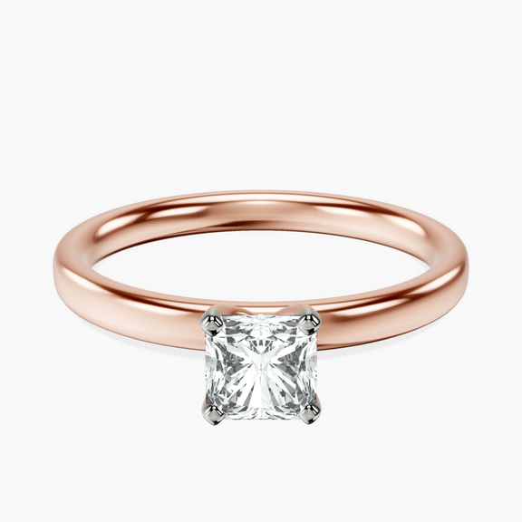 18kt Rose Gold Four Prong Solitaire 2mm Lab Diamond Ring front image