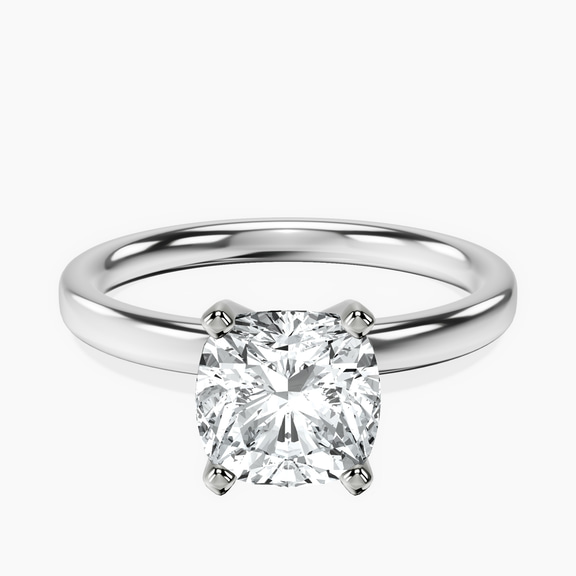 14kt White Gold Four Prong Solitaire 2mm Lab Diamond Ring front image