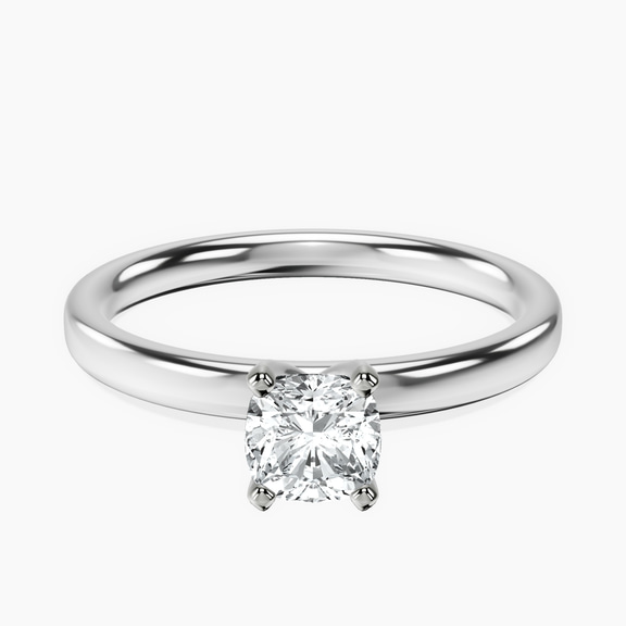 18kt White Gold Four Prong Solitaire 2mm Lab Diamond Ring front image