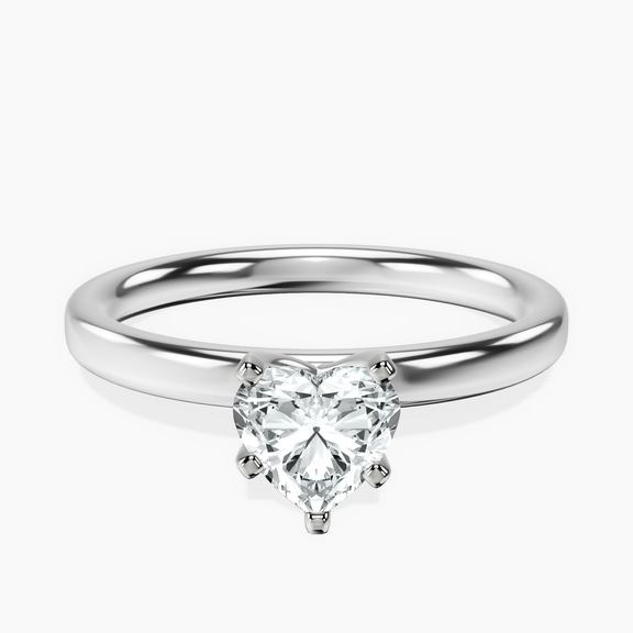 14kt White Gold Four Prong Solitaire 2mm Lab Diamond Ring front image