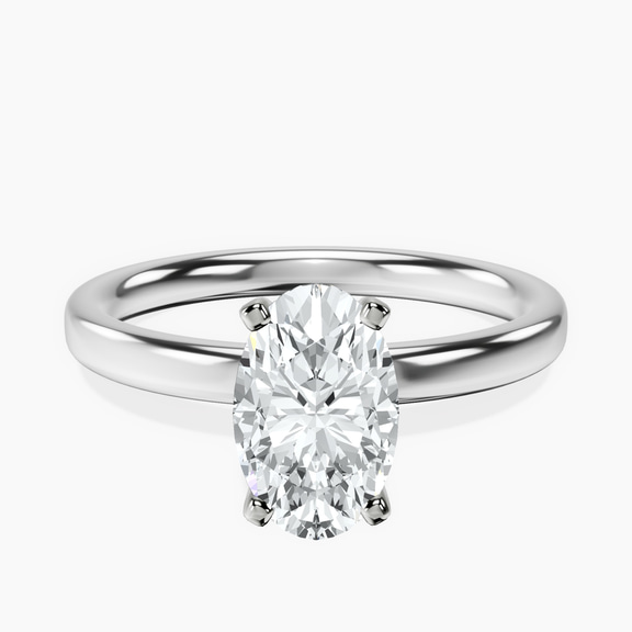 10kt White Gold Four Prong Solitaire 2mm Lab Diamond Ring front image