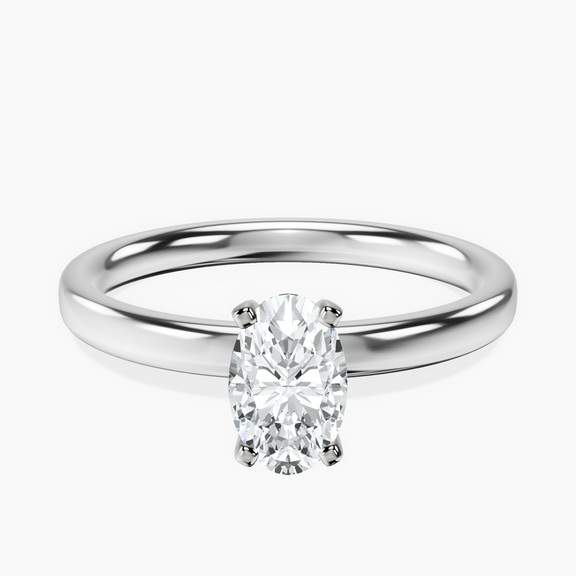 14kt White Gold Four Prong Solitaire 2mm Lab Diamond Ring front image