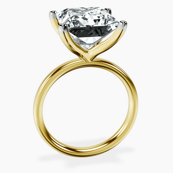 10kt Yellow Gold Four Prong Solitaire 2mm Lab Diamond Ring side right image one