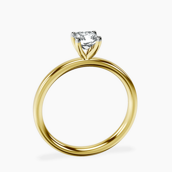 10kt Yellow Gold Four Prong Solitaire 2mm Lab Diamond Ring side right image one
