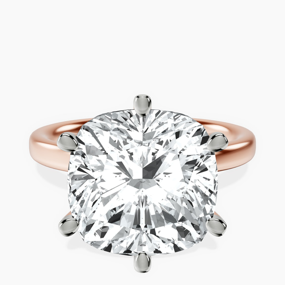 14kt Rose Gold Six Prong Solitaire 2mm Lab Diamond Ring front image