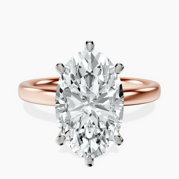 18kt Rose Gold Six Prong Solitaire 2mm Lab Diamond Ring front image